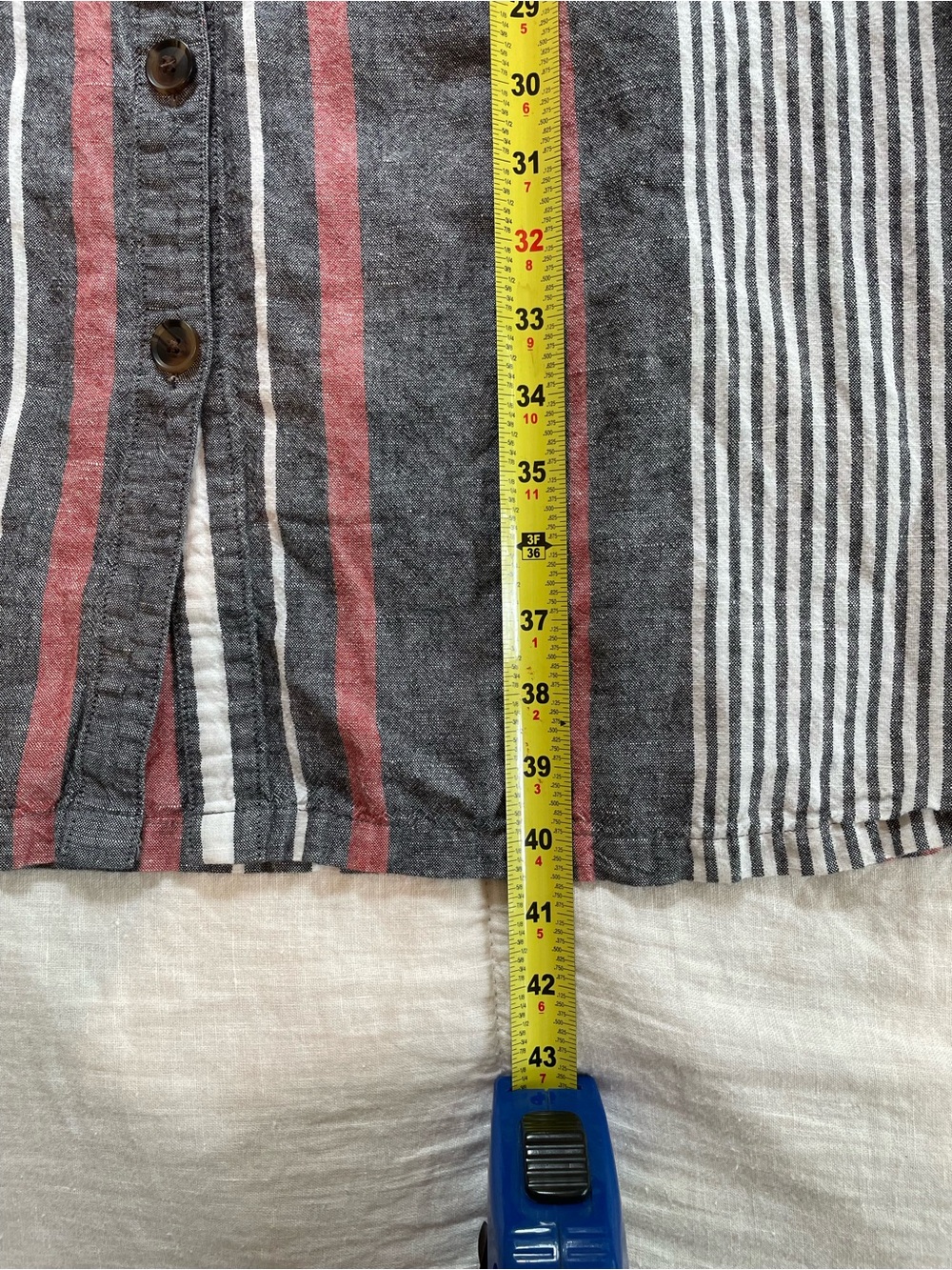 Vintage Liz Claiborne Sleeveless Dress V-Neck Gray, Coral, White Stripes S - Picture 7 of 7